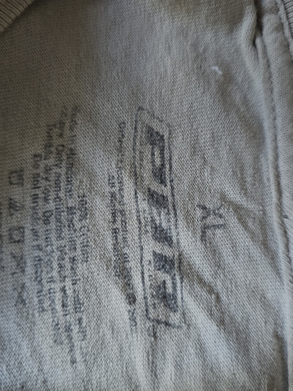 VintageMen's Short Sleeve Crew Neck Tee in Light Tan with Chest & Back Graphic - Picture 2 of 3